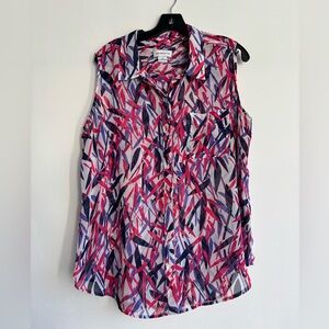 Liz Claiborne Pink and Purple Geometric Blouse